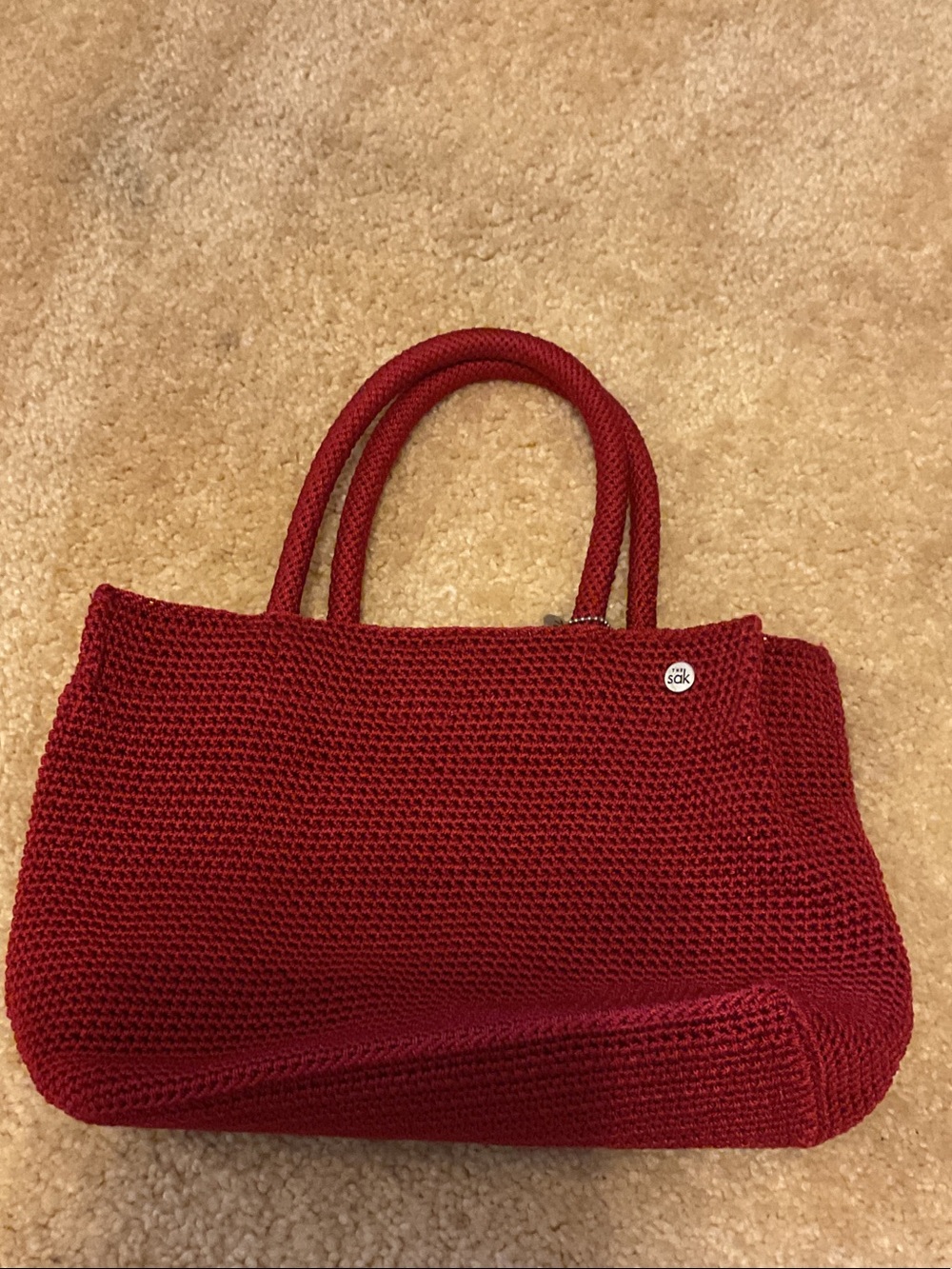 The Sak Red Crochet Tote